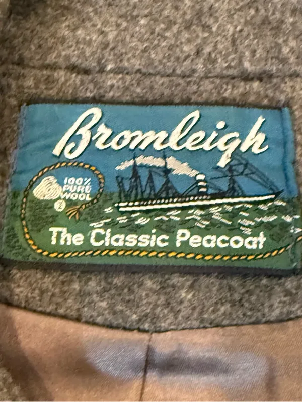 Bromleigh The Classic Peacoat Dark Gray 100% Pure Wool Double Breasted Jacket S - Image 2