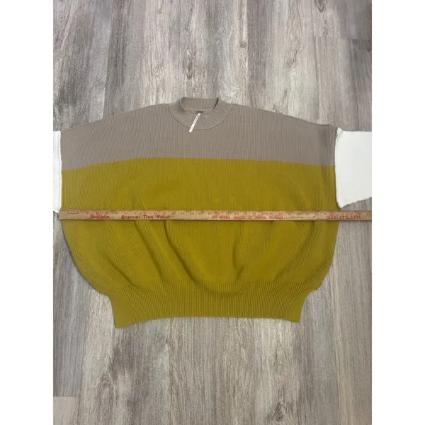 Free People Easy Street Tunic Sweater Womens‎ Small Oversized Colorblock Mustard - Image 6