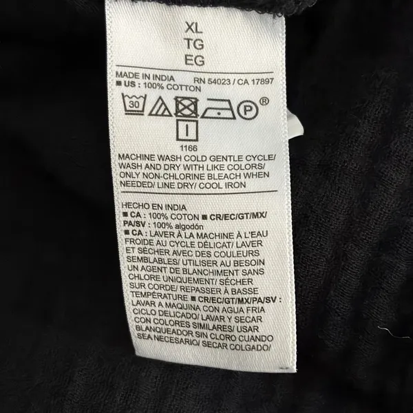 Old Navy Womens XL Black Cotton Gauze Ruffle Neck Babydoll Mini Dress Pockets - Image 6