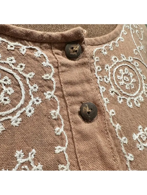 Bird Thai Artisan Embroidered Boho Tunic – 100% Cotton – Size L - Image 4
