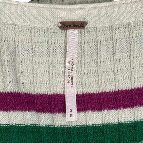 Free People Wide Eyed Striped Waffle Knit Mini Dress Multi Color Boho Size S - Image 7