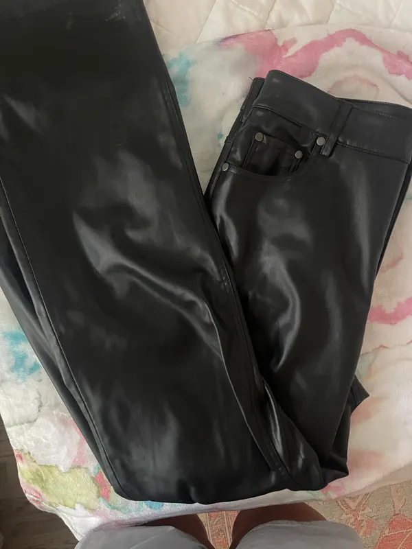 ZARA Leather Black Pants - Image 2
