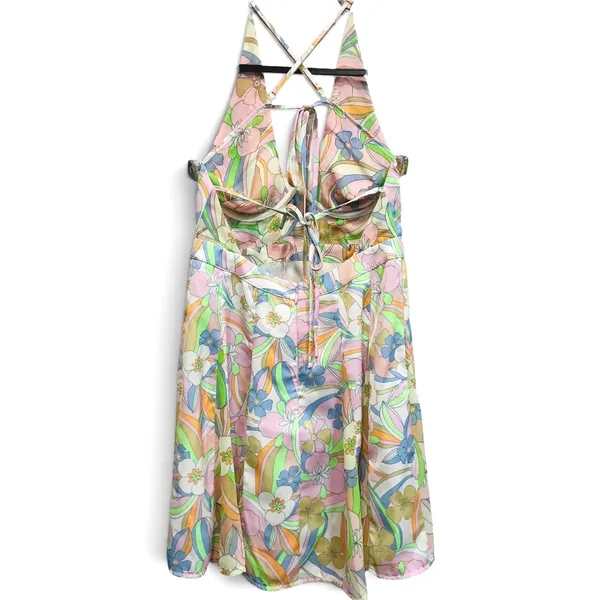 For Love & Lemons Guinevere Mini Dress Multicolor Floral Halter Retro Size S NEW - Image 5
