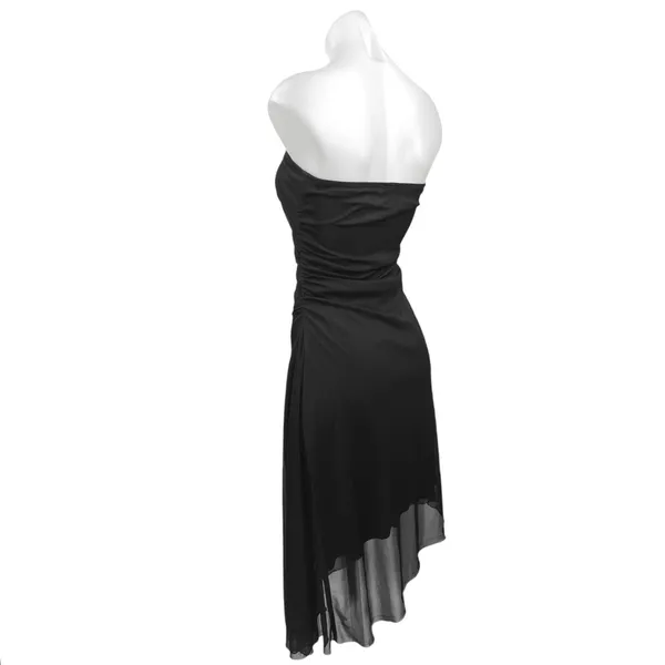 Vintage 90’s My Michelle Black Strapless Layered Mesh Asymmetric Dress Size S - Image 2