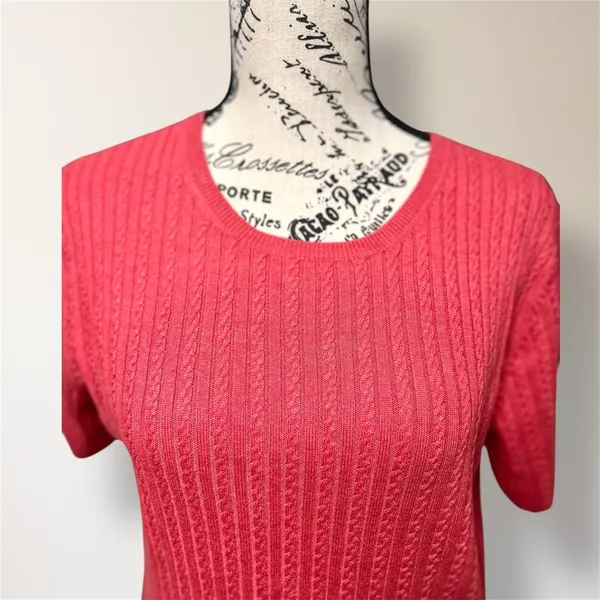 Brooks Brothers S Red Cashmere Silk Blend Cable Knit Short Sleeve Sweater Preppy - Image 3