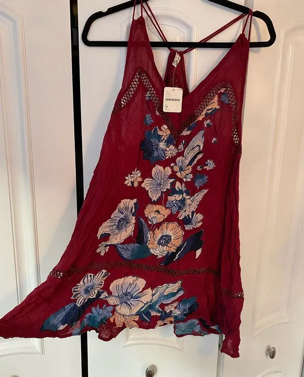 Free People Red Floral Dress - Image 3