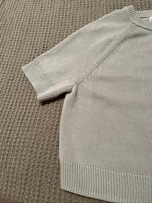 NWT Cropped Sage Green Button-Front Cotton Cardigan - Image 3