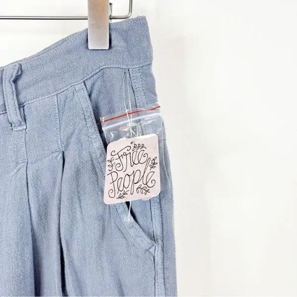 NWT Free People Faded Love Linen Blend High‎ Waist Pants Women's Size 27 Blue - Image 8
