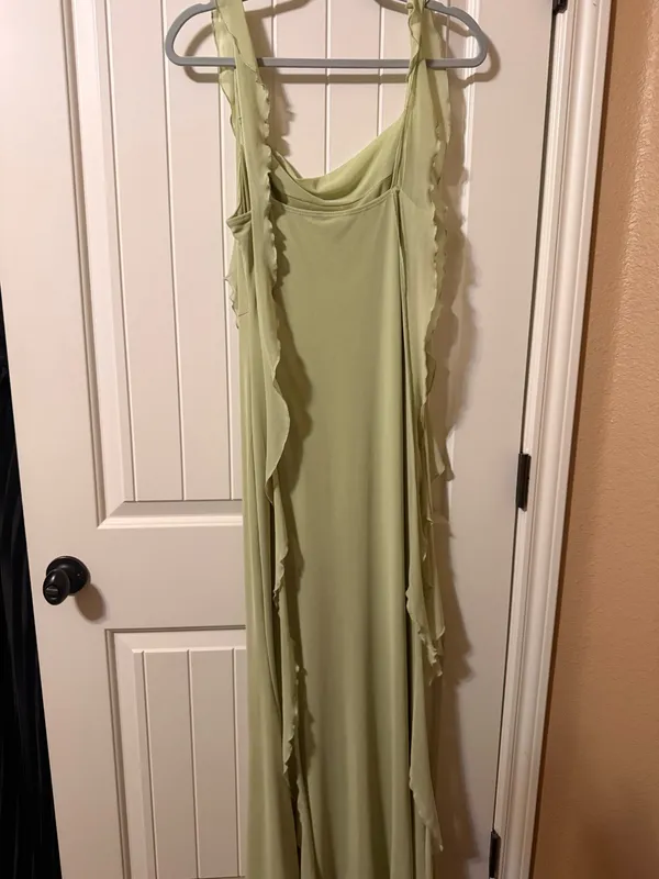 Cider Mesh Ruffle Hem Maxi Dress - Green - Size M - Image 3