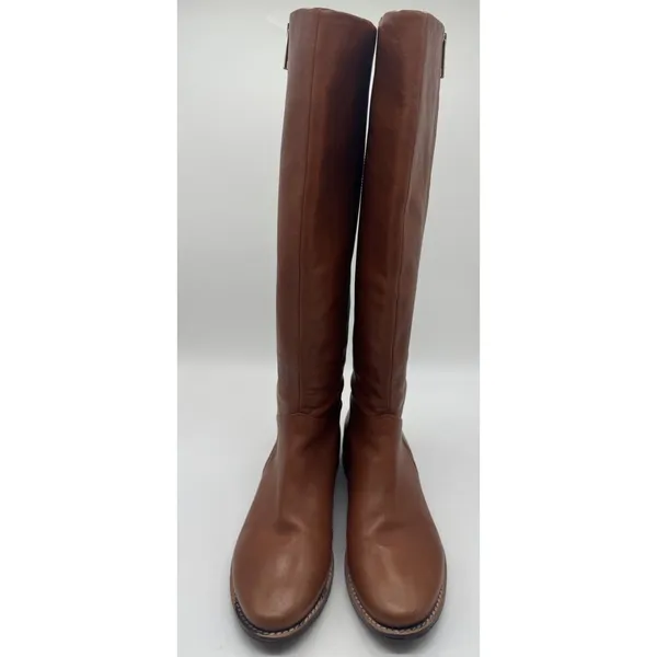 Elaine Turner boots Size 8.5 Cognac Leather Zip Equastrian Knee Tall Never Worn - Image 6