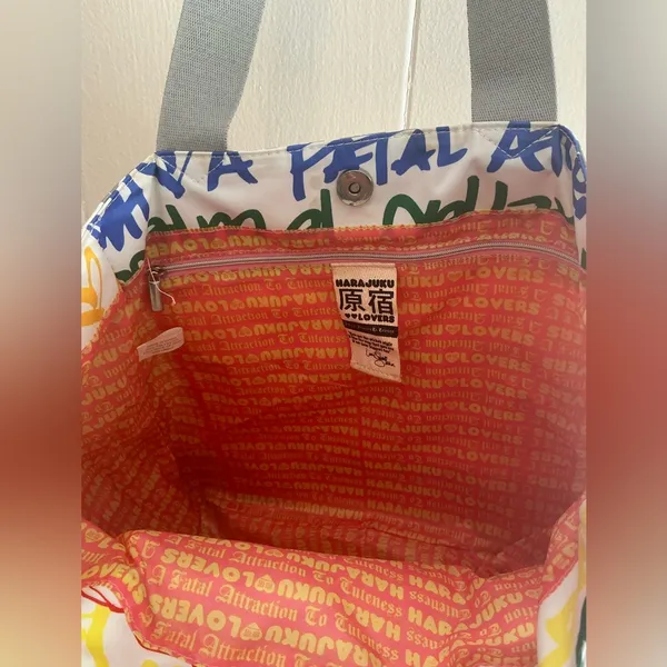 Rare HTF Vintage Y2K Harajuku Lovers Nylon Gwen Stefani XLarge Tote Handbag Bag - Image 7