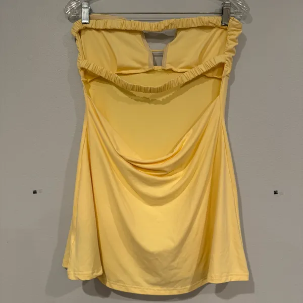 Yellow Strapless Mini Dress Size M - Image 3