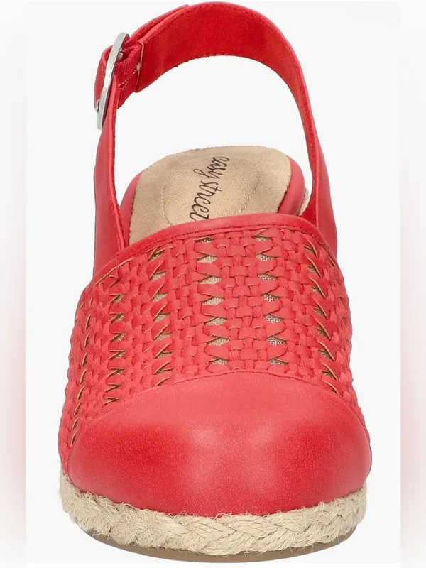 easy street Red Woven Espadrille Slingback Wedge Size 7 - Image 4