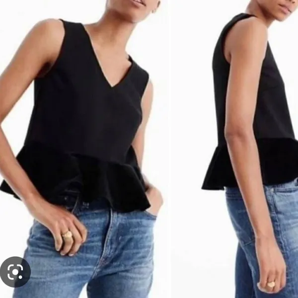 J.crew velvet peplum cropped tank size small - Image 2