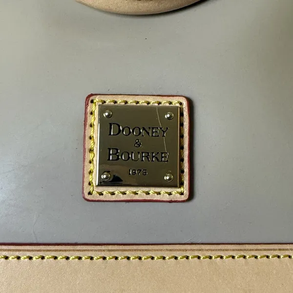 Dooney & Bourke Patent Leather Satchel Bag Oyster Taupe Authentic Neutral - Image 3