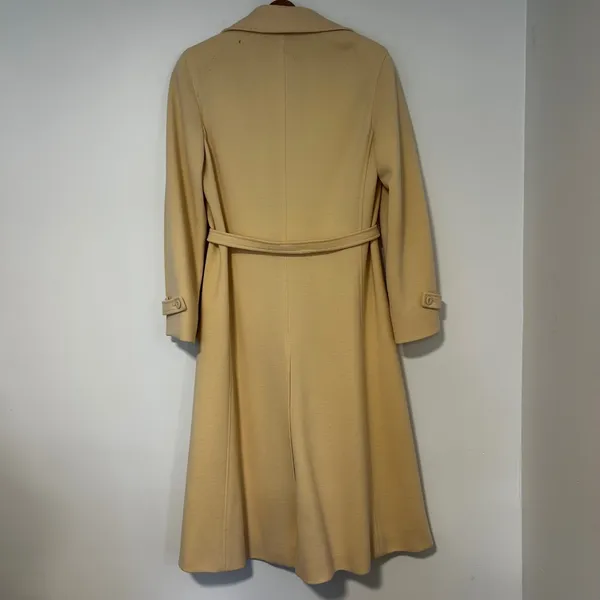 Jaeger London Vintage 100% Wool Trench Coat Cream Made in Great Britain Size 12 - Image 9