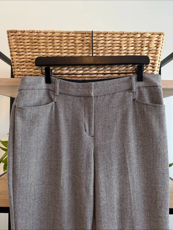 Express Editor Wide Leg Mid Rise Jacquard Woven Career Dress Pant Trouser, 12 - Image 2