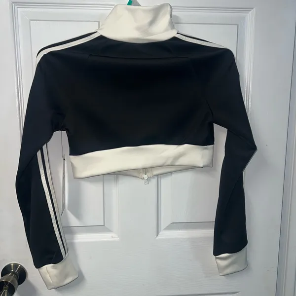 Love poem track jacket cropped striped sweater black large athletic activewear - Image 3