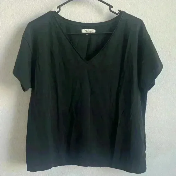 Madewell Black Classic V-Line Shirt Size‎ M - Image 3