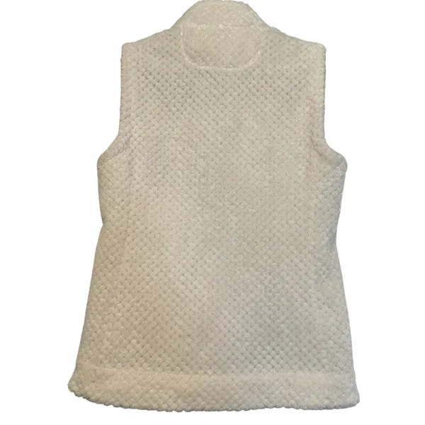 Calvin Klein Women's Size Small Ivory Cream‎ Sherpa Teddy Full Zip Vest - Image 3