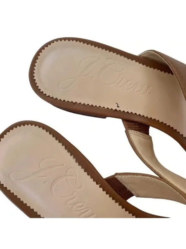 J. Crew Leather Hazel Cutout Flat Sandals Rich Oak Size 8 retail $138 - Image 10