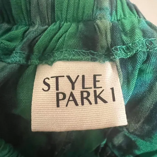 Style Park 1 Green Blue Tie‎ Dye Wide Leg Resort Pants Palazzo Bohemian - Image 4