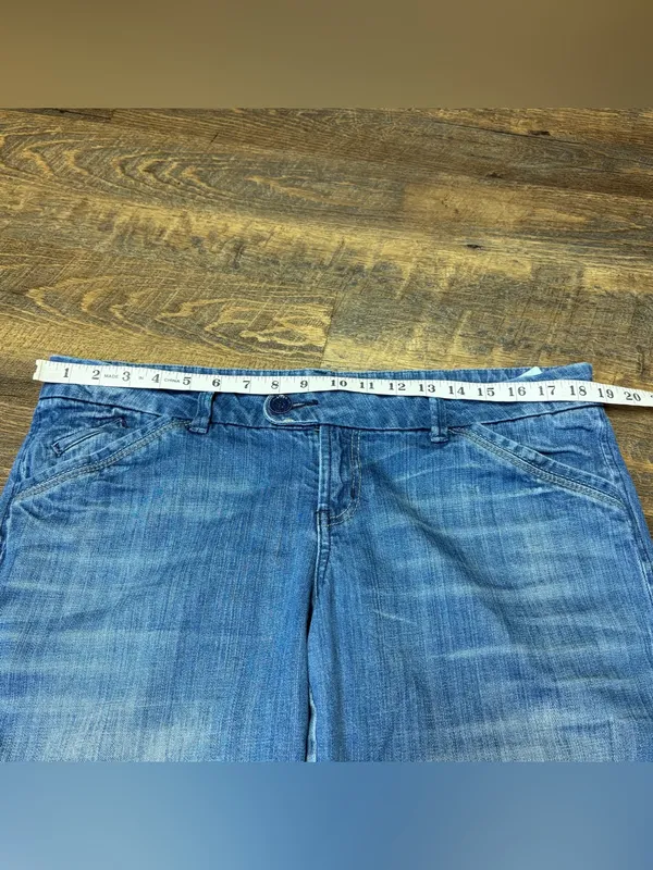 Vintage Y2K American Eagle Low Rise Bermuda Denim Jean Shorts Womens 14 Distress - Image 5