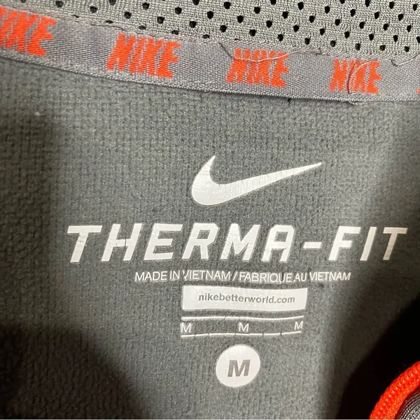 Nike Therma-fit quarter zip pullover gray orangish red‎ men’s size medium - Image 3