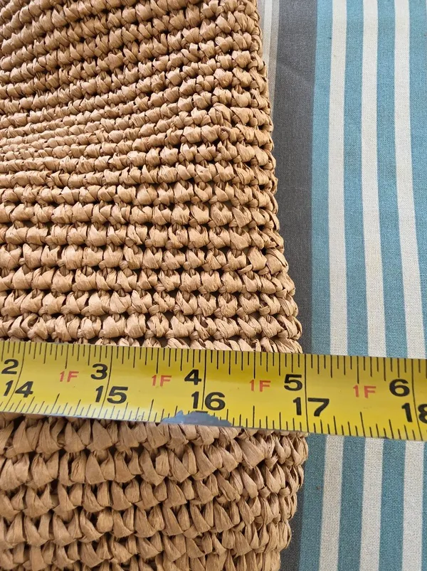Anthropologie Beige raffia Woven & Brown Leather Tote - Image 10