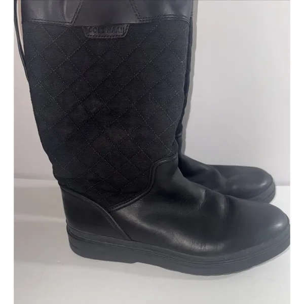 Cole Haan Black Leather Waterproof Quilted Winter Boots Women 8.5B EUC CHARITY - Image 3