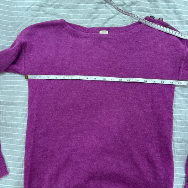 J CREW fuchsia wool blend‎ light weight sweater medium - Image 7