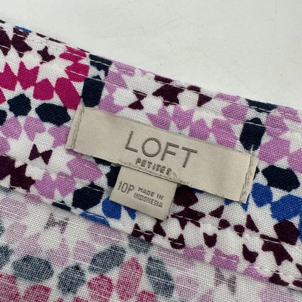 Loft Petites Skirt Womens 10P Purple Geometric Medallion Linen Blend Wrap Midi - Image 5