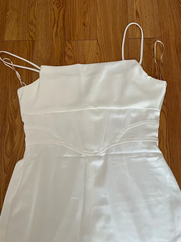 Zara satin effect corset dress in white - Image 3
