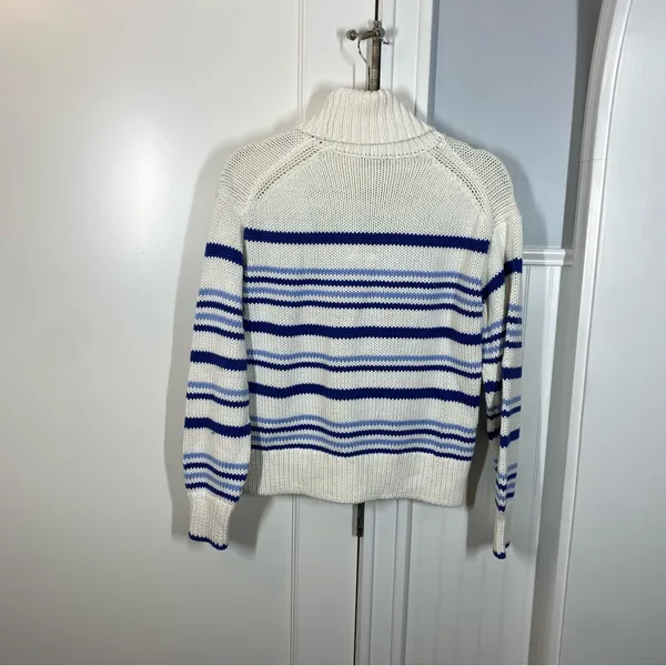 Madewell Ribbed Cotton‎ Turtleneck Sweater in Dawn Stripe Size XS fisherman fall - Image 6