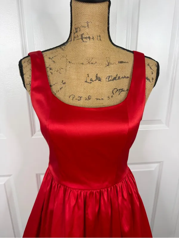 Vintage Forever 21 Red Satin Bow Back Mini Dress Sz S Petite NWOT - Image 4