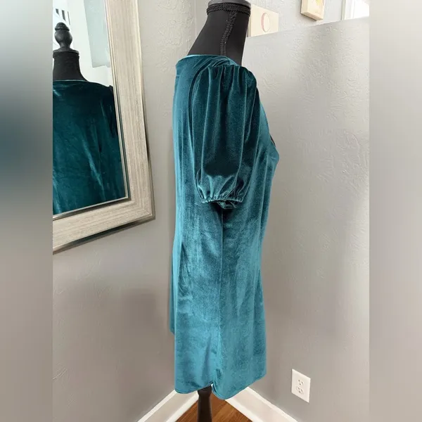 Monte The Label Emerald Velvet Square Neck Whimsigoth Mini Dress Large. - Image 5