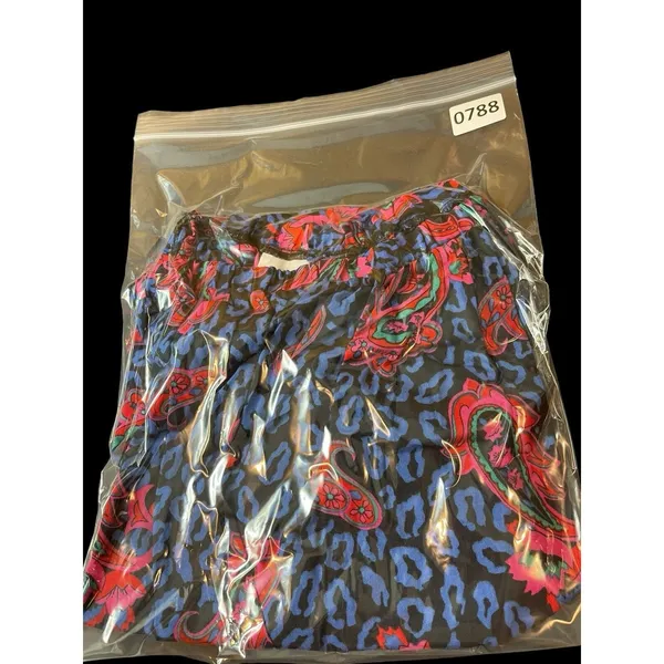 Land And Sea Vintage Ames Bold Blue Pink Floral Midi Elastic Waist Skirt M NWT - Image 12
