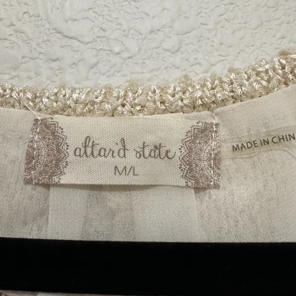 Altar'd State Cream Crochet Tunic Sweater/Mini Dress, size M/L - Image 10