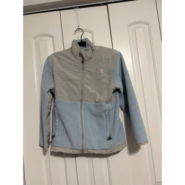 The North Face Denali Fleece Jacket Light Blue Grey Full Zip Girls Large L 14/16 - Image 5