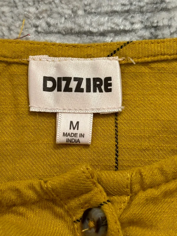 Dizzire Yellow Black Striped Thin Adjustable Strap Crop Top size M - Image 13