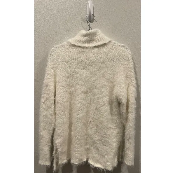 OFFLINE White Fuzzy Eyelash Turtleneck Pullover Sweater - Image 5