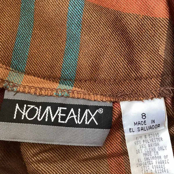 Vintage Long Plaid Skirt Brown Size 8 - Image 5