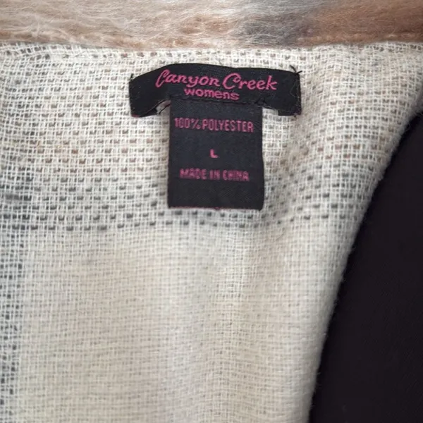 Coldwater Creek Oversized Plaid Midi Shacket Tan Cream Brushed Textured Jacket - Image 3