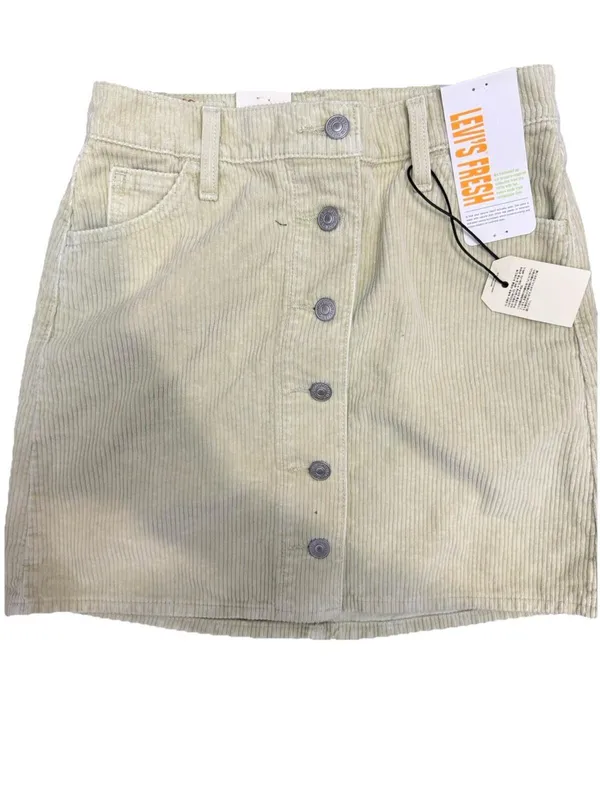 (RFB2) Levis Fresh Premium Corduroy Mini Skirt Size 26 Cream/Sage NWT Button Fly - Image 4