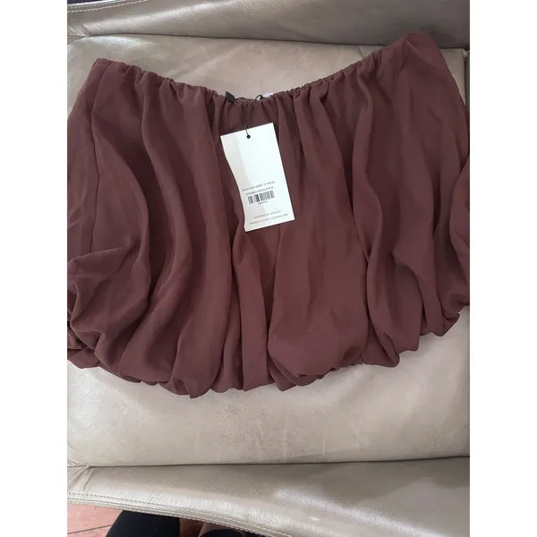 Outcast Anahi Mini Skirt Chocolate Brown Bubble Hem Medium NWT OC6346‎ - Image 6
