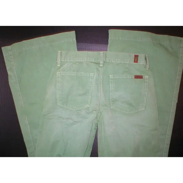 New 7 for All Mankind Jeans Green Pants Womens 26 29 X 33 Tall Wide Leg Light - Image 7