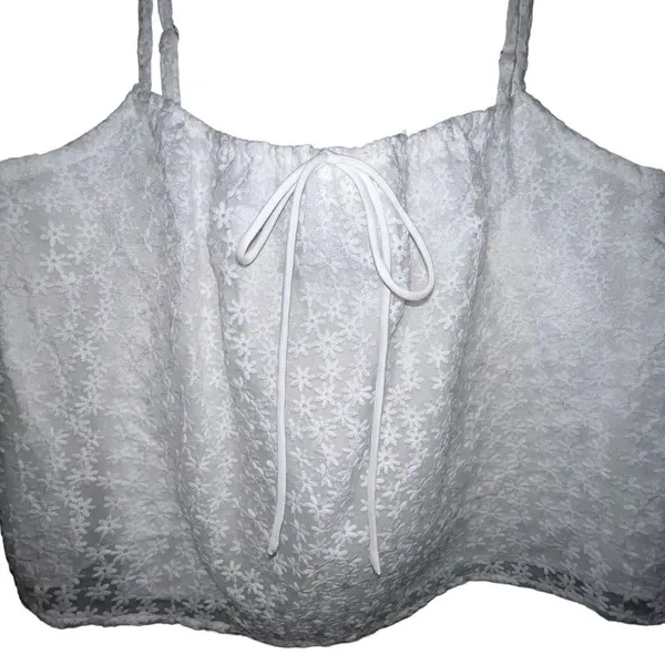 Heatherly‎ Tamar White Floral Embroidered Lace Cropped Cami Tank Top Women Large - Image 2