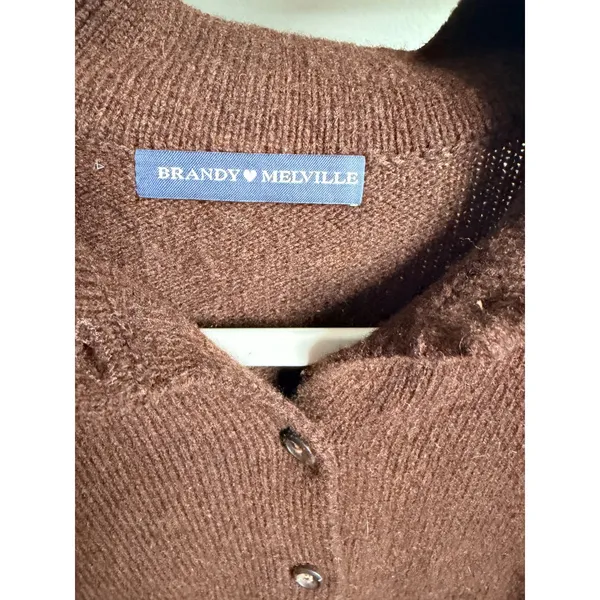 Brandy Melville Brown Button Up Collared Cardigan Sweater One Size - Image 2