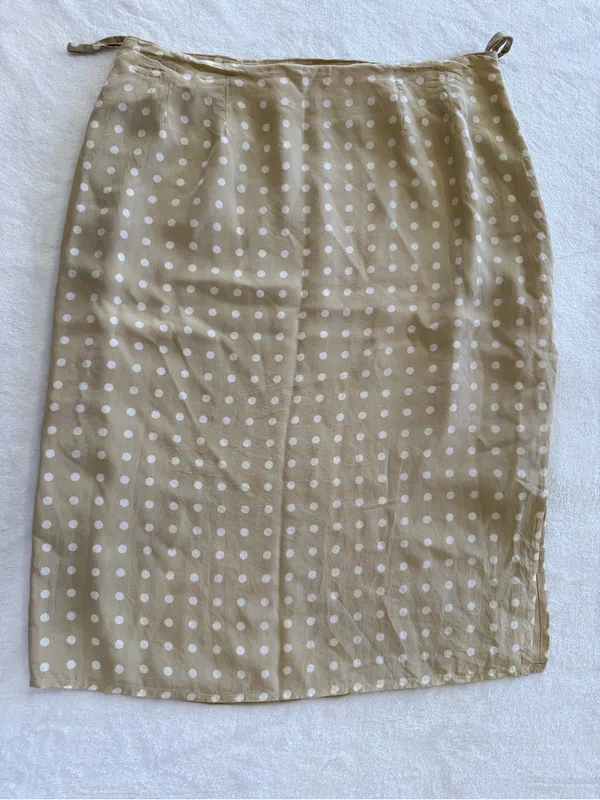 Vintage Newport News 100% Silk Polka Dot Midi Skirt Size 6 Quiet Luxury - Image 2