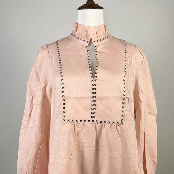 NWT Tuckernuck Bermuda Pink Palmerston Dress sz S Long Sleeve Linen Blend Mini - Image 4